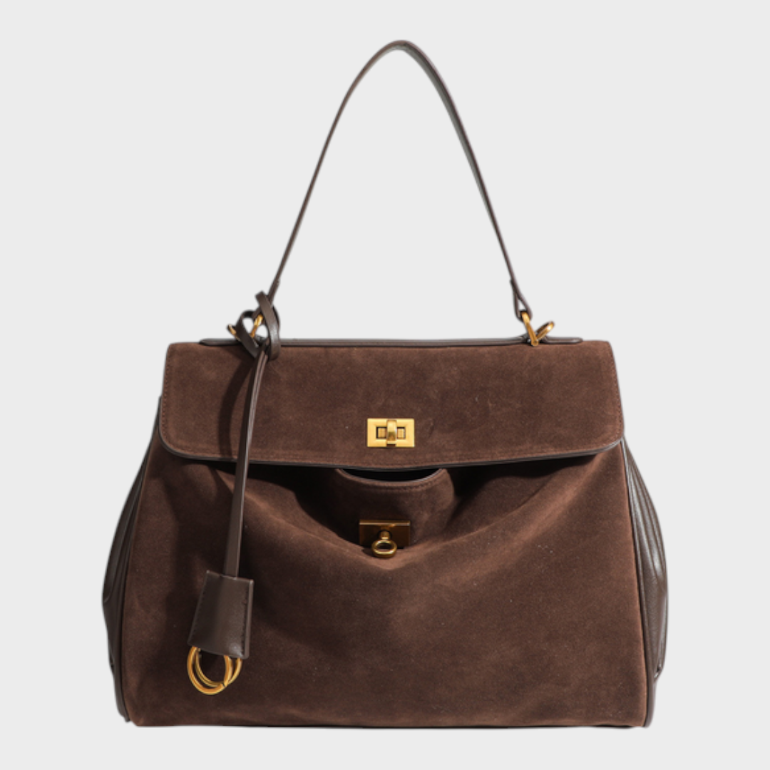 Small 23x10x8 cm / Suede Dark Brown x Leather