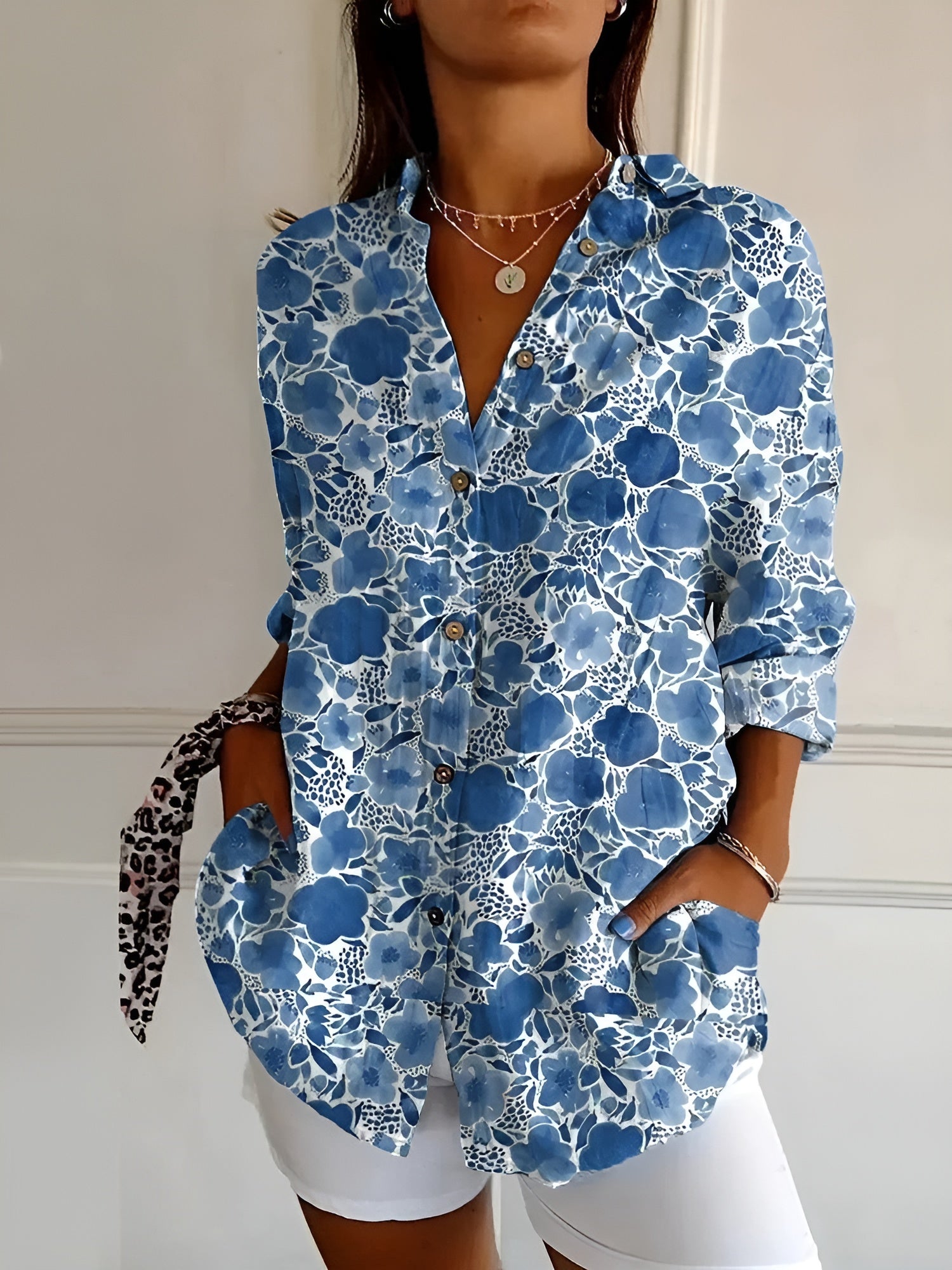 Dark Blue Floral / 5XL