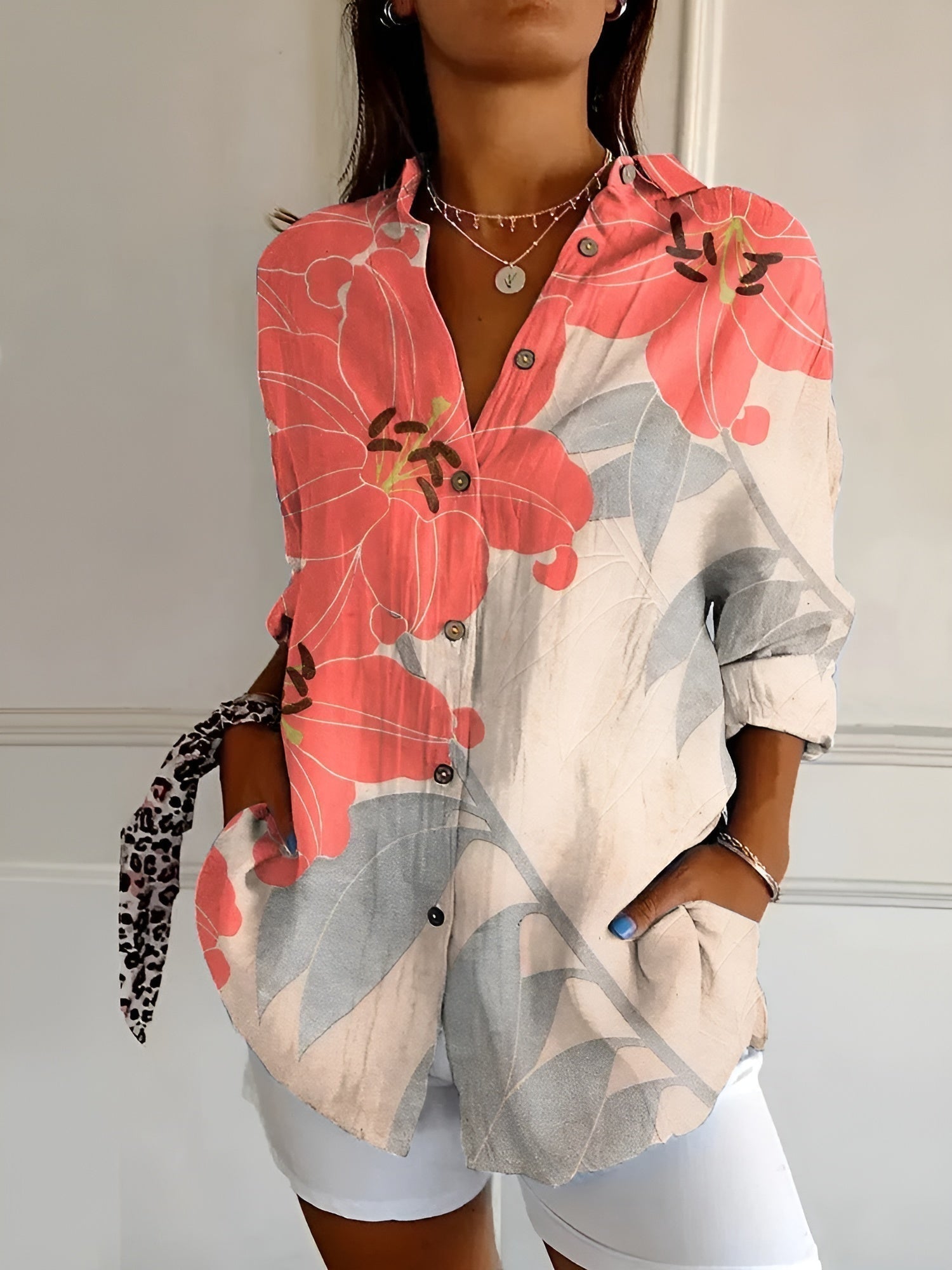 Orange/Gray Floral / 5XL
